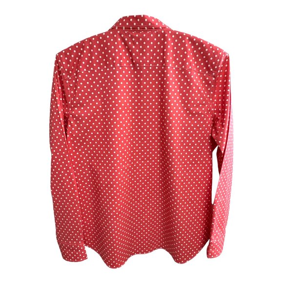 Lauren Ralph Lauren Coral Polka Dot Stretch Non Iron Shirt - Picture 6 of 8